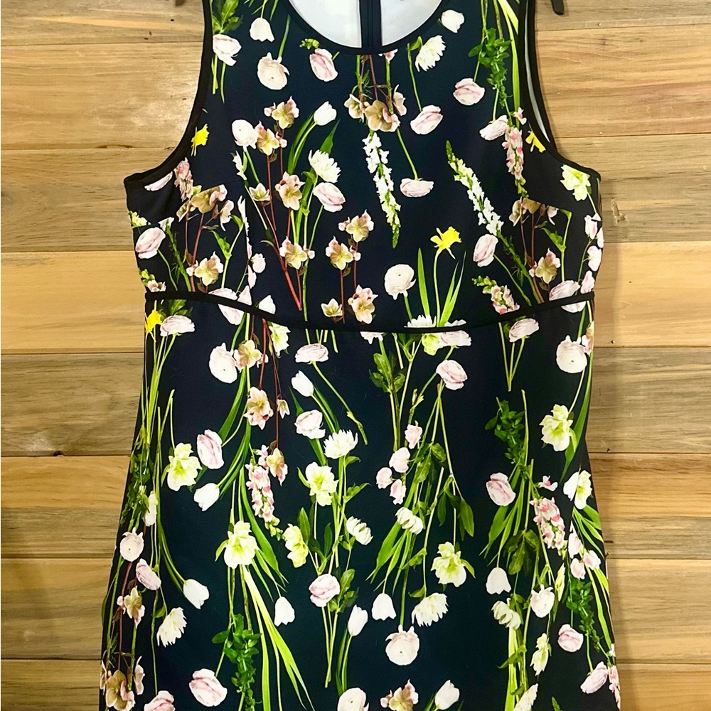Victoria Beckham - Black and Green Floral Midi Dress